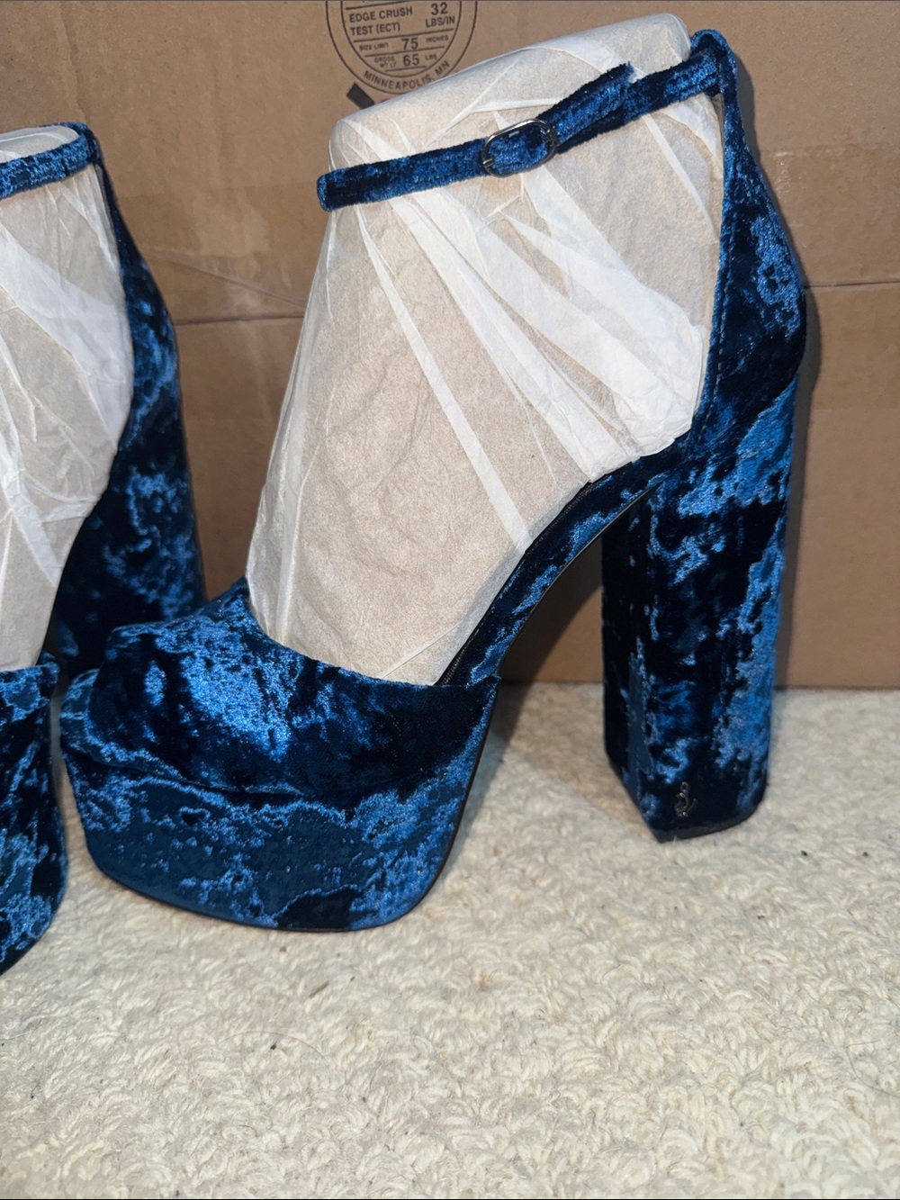 Sam Edelman Blue Velvet Platform Mary Jane Pumps